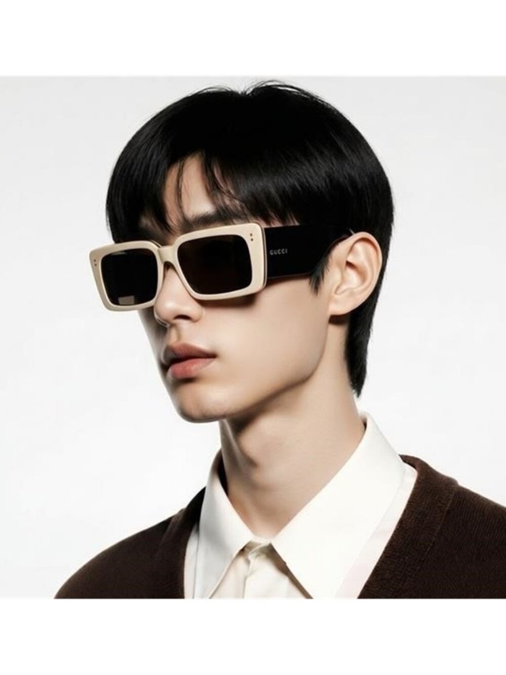 New Authentic Gucci GG0543S 002 Cream & Black Brown Sunglasses –